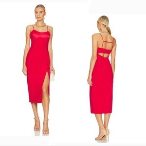 New! Likely Lorna Midi Dress Scarlet Red Size 8